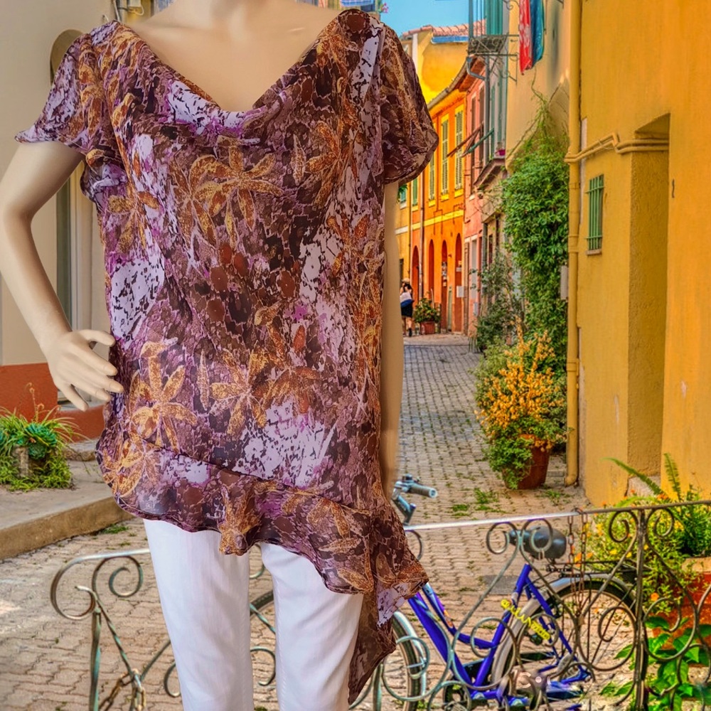 Asymmetrical Ruffled Blouse NWT